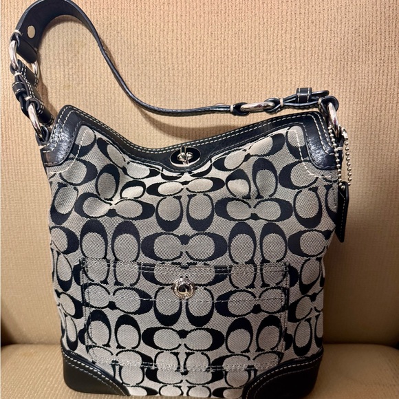 Coach Vintage Signature Black and Gray Monogram Shoulder Bag - Picture 1 of 9